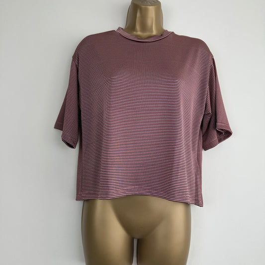 Womens Pink Shimmer Stripe Top