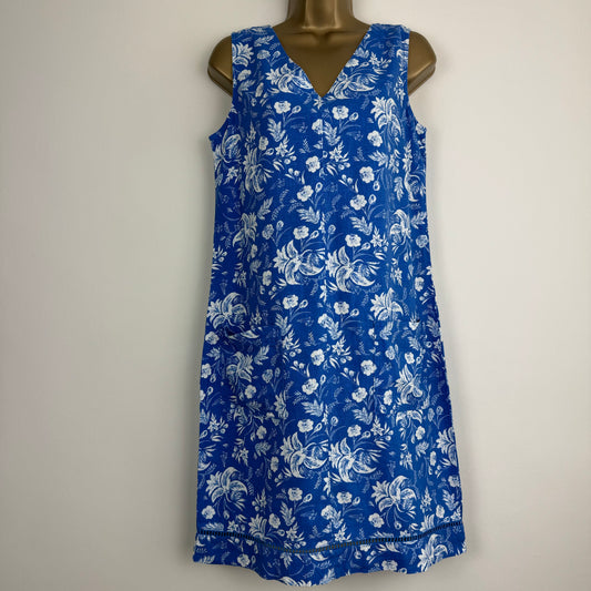 Linen Blend Blue Floral Dress