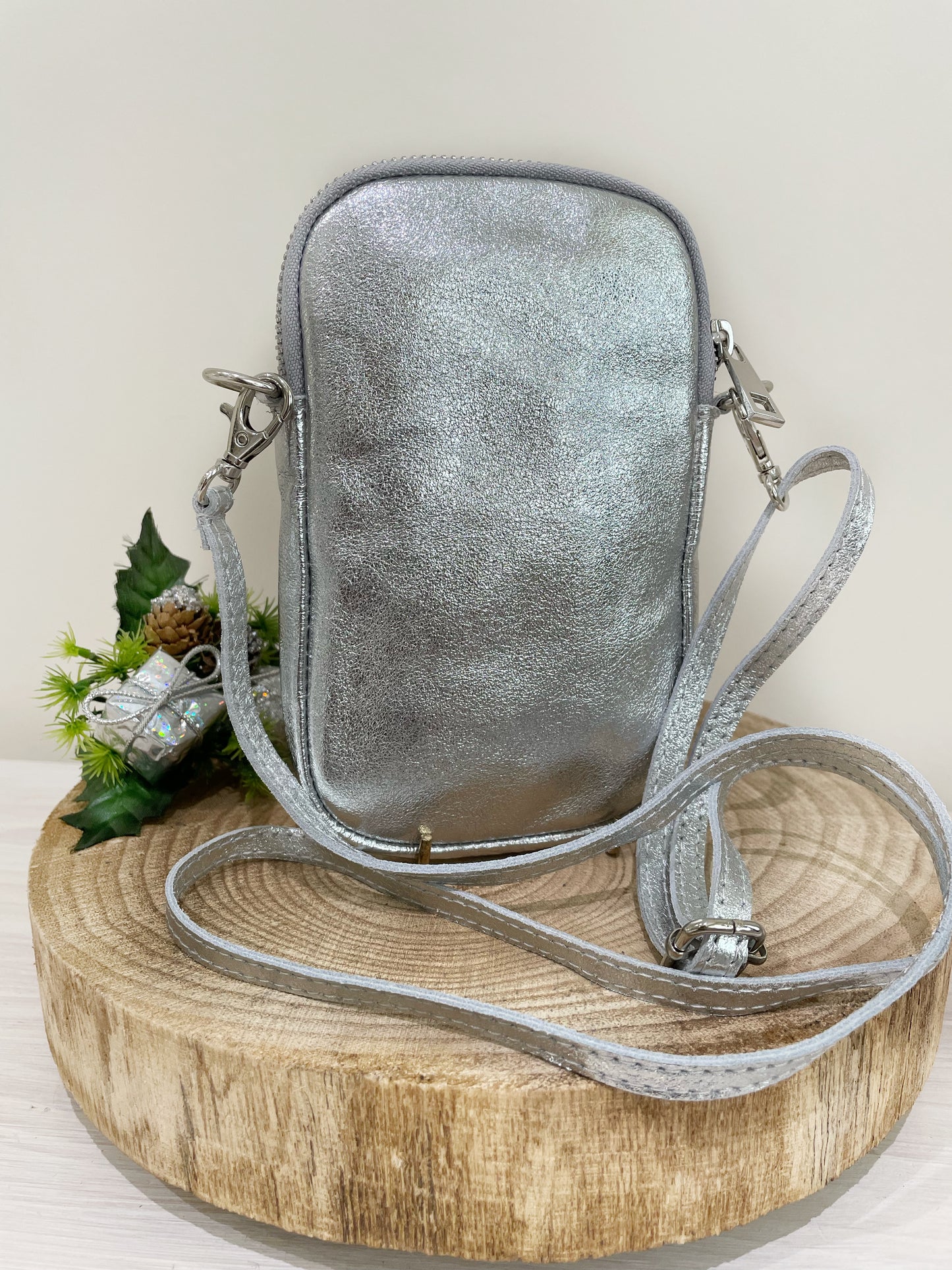 Metallic Leather Phone Bag Purse