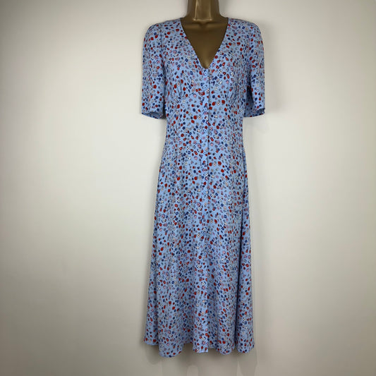 Finery blue floral midi button down dress