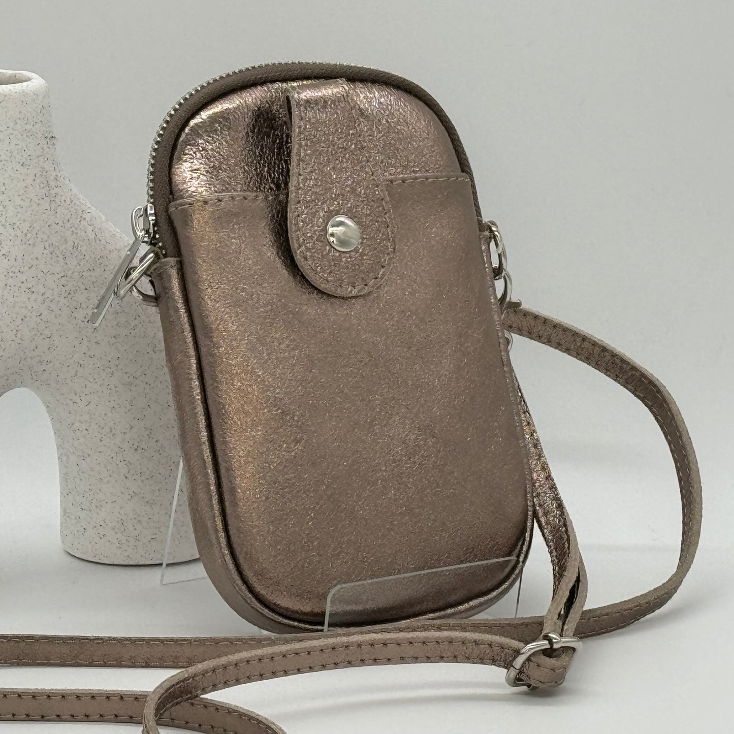 Metallic Leather Phone Bag Purse